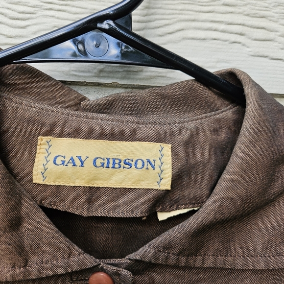 vtg Gay Gibson brown short sleeve day dress 1950s SEE MEASUREMENTS small flaws - Picture 4 of 8